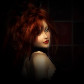 Close-up portrait of black catgirl.