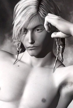 Black and white picture of a good looking narcissistic man.